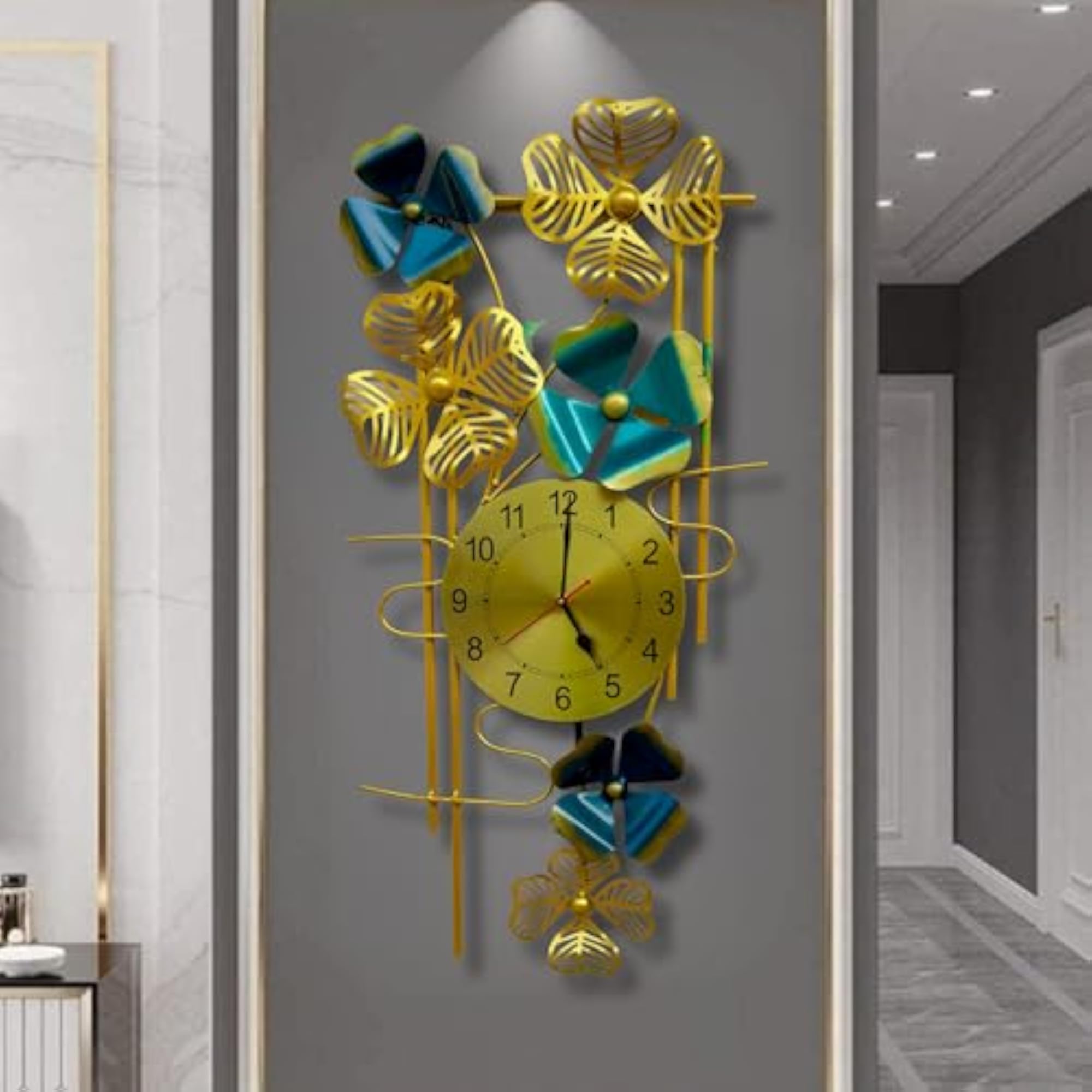 Floral Decorative Metal Hanging Wall Clock
