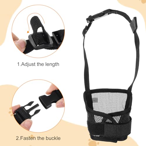 ElevateTech 3Pcs Dog Muzzle, Soft Mesh Muzzle for Small Medium Large Dogs Adjustable Strap Breathable Dog Mouth Guard Anti Biting Barking Chewing Suitable Pets Walking Camping 3 Sizes (Black S M L)