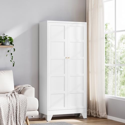 Yizosh 72 White Metal Storage Cabinet with 4 Shelves