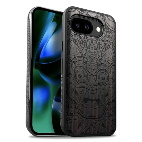 Coque Pixel 10a en bois sculpté Masque Barong - Protection antichoc Carveit pour smartphone