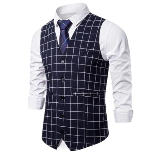 Men’S Herringbone Suit Vest Single Breasted V-Neck Slim Fit Sleeveless Jacket For Business Party3