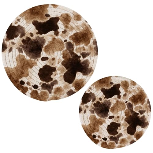 Boccsty Brown Cow Skin Trivets for Hot Pots and Pans