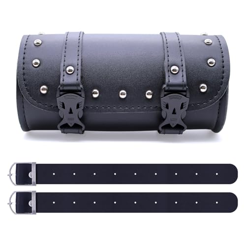 NVGFTG Universal Motorrad Satteltasche Lenkertasche Werkzeugtasche PU Leder Werkzeugrolle Tasche Mit 2 Befestigungsgurten, Aufbewahrungstasche Für Fahrrad