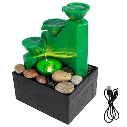 NEMTMCUA Tabletop Meditation Water Fountain With Light - Creative Small