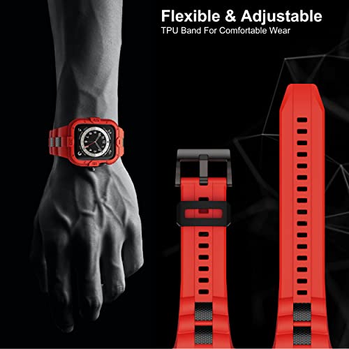GELISHI Bands Compatible for Apple Watch Band 45mm 44mm 42mm, Men Sport Rugged Band with Protective Case for Watch Series 9 8 7/Series 6 SE 5 4 3, Red by GELISHI - Image 5
