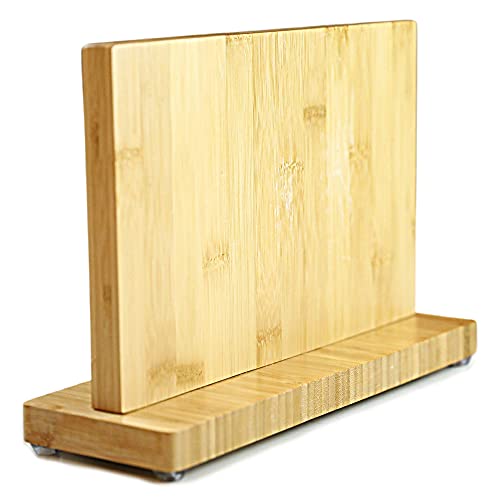 Bamboo Magnetic Knife Block Without Knives - Universal Space Saving Stand For Steak Knives And Cutlery - Kitchen Organizer For Counter Or Under Cabinet Storage - Extra Strong Magnetic Knife Holder  #TOP1