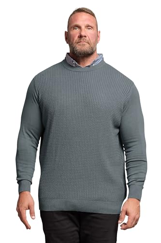 Image of BadRhino Big & Tall Storm Blue Cable Knit Mock Shirt Jumper - Men's - Plus Size Curve