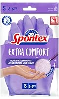 Spontex Extra Comfort, Premium-Haushaltshandschuhe mit weichem Textilfutter, ideal für alle Putzarbeiten im Haushalt, 30°C waschbar, Größe S (6-6, 5), 1 Paar, Lila, S (1 Paar)