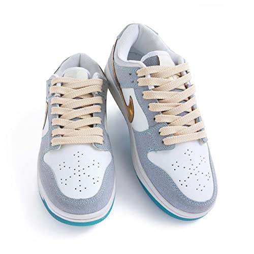 Vsudo Upgrade 50" Double Layer Weave Flat Shoelaces, 5/16" Wide Flat Shoe Laces For Adults & Kids Sneakers Or Athletic Shoes [1Pair-Beige-127Cm] #TOP1