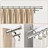 TONIAL1 Inch Double Curtain Rods for Windows 66 to 120 Inches (6-12ft), Heavy Duty Decorative Drapery Rod for 32 to 144 Inches (5.75-11.7ft) with Classic Cap Finial, Antique Silver #3