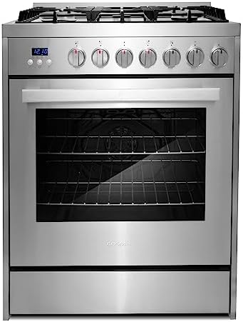 COSMO COS-305AGC 30 in. 5.0 cu. ft. Freestanding Single Oven Gas Range with 5 Burner Cooktop and Heavy Duty Cast Iron Grates in Stainless Steel