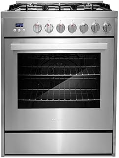 COSMO COS-305AGC 30 in. 5.0 cu. ft. Freestanding Single Oven Gas Range with 5 Burner Cooktop and Heavy Duty Cast Iron Grates in Stainless Steel