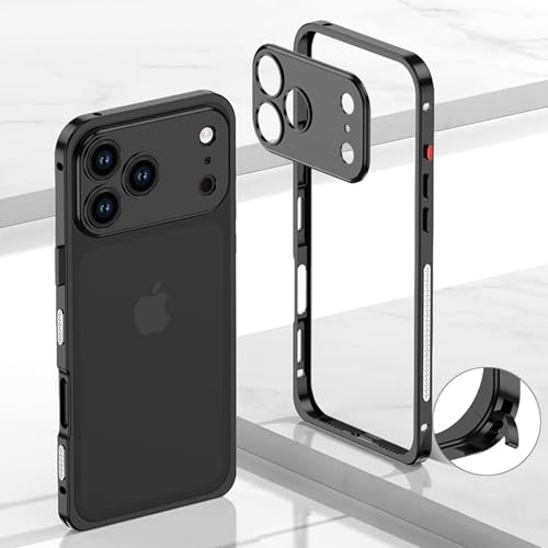 Coque iPhone 15 antichoc en métal noir anti rayure pour objectif