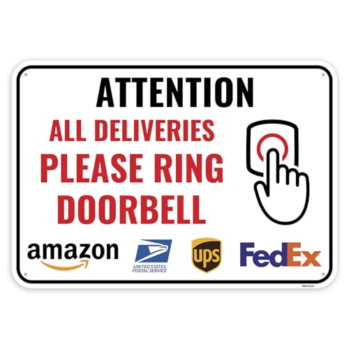 Doorbell Sign for Deliveries (Aluminum 10x7 inches)