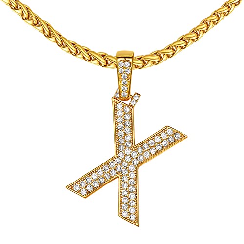 FindChic FindChic Bling CZ Big Initial Necklace for Men Women Hip Hop 18K Gold Plated Name Capital Letter Pendant Personalized Jewelry for Rapper, with Gift Box