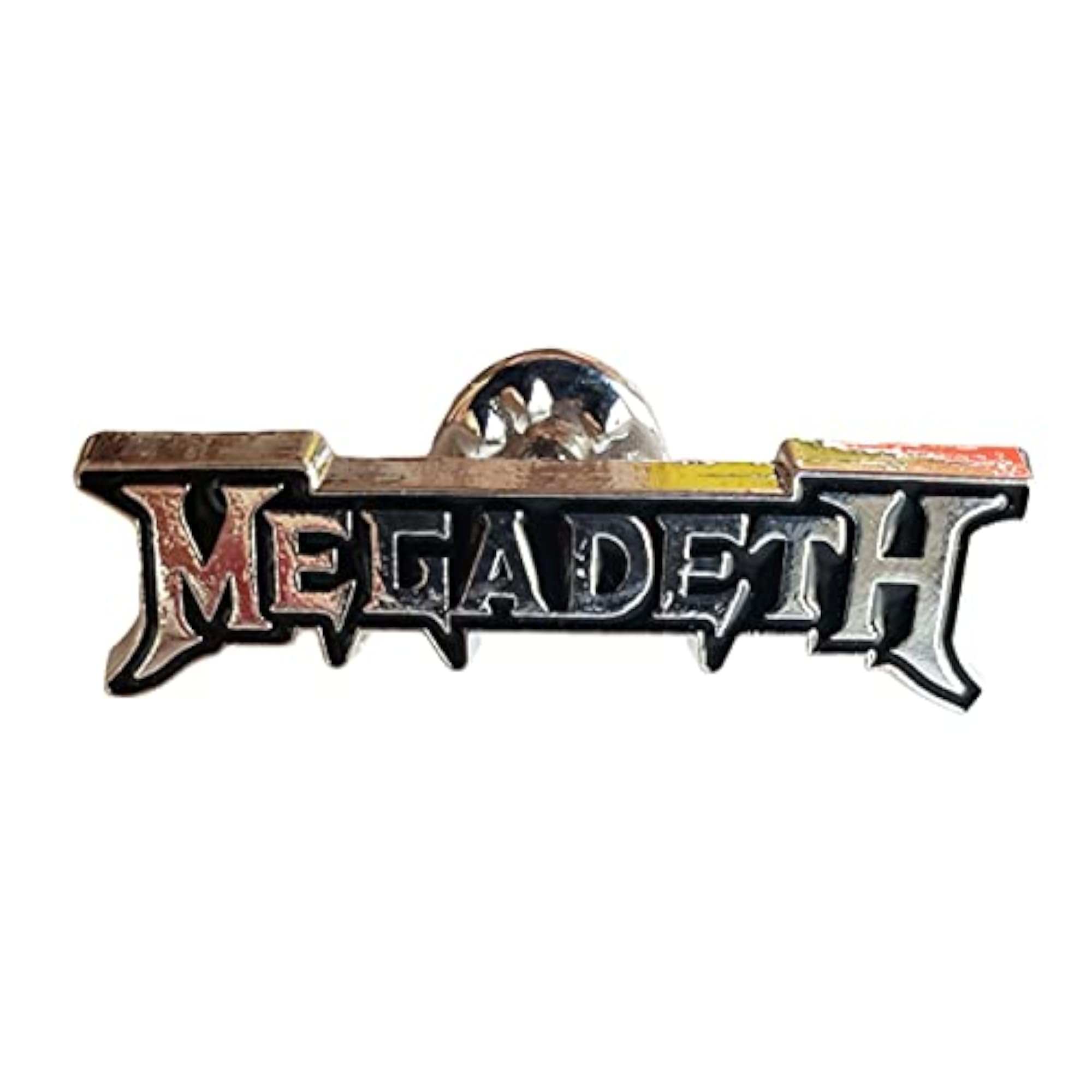 Megadeth Logo Metal Lapel Pin, Yellow and Black