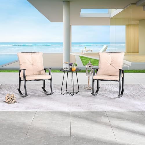 LOKATSE HOME Juego de 3 sillas mecedoras