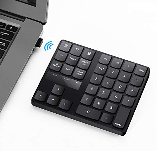 Numeric Keypad, 35-Keys Portable USB Wireless Numeric Keypad Rechargeable Ultra-Silent External Numeric Pad for MacBook and Windows Laptop by Attoe - Used condition - US$11.61