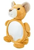Sterntaler Kinderspiegel Löwe Leo, Baby-Spielzeug für Auto, Kinderbett oder Laufstall, weicher Stoff, großer Rücksitz-Spiegel, 40×26×14 cm, mattgelb