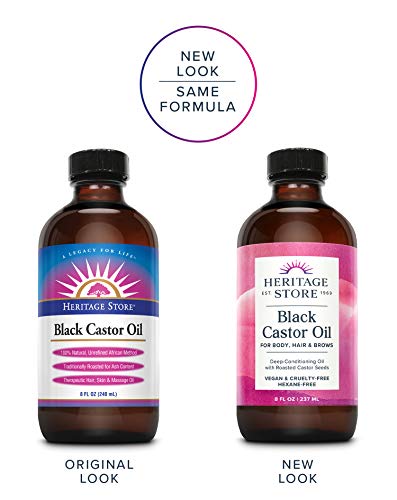 Heritage Store Black Castor Oil, Traditionally Roasted, Nourishing Hair Treatment, Deep Hydration For Hair Care, Skin Care, Bold Eyelashes & Brows, Vegan, Hexane Free & Cruelty Free, 8Oz #TOP1