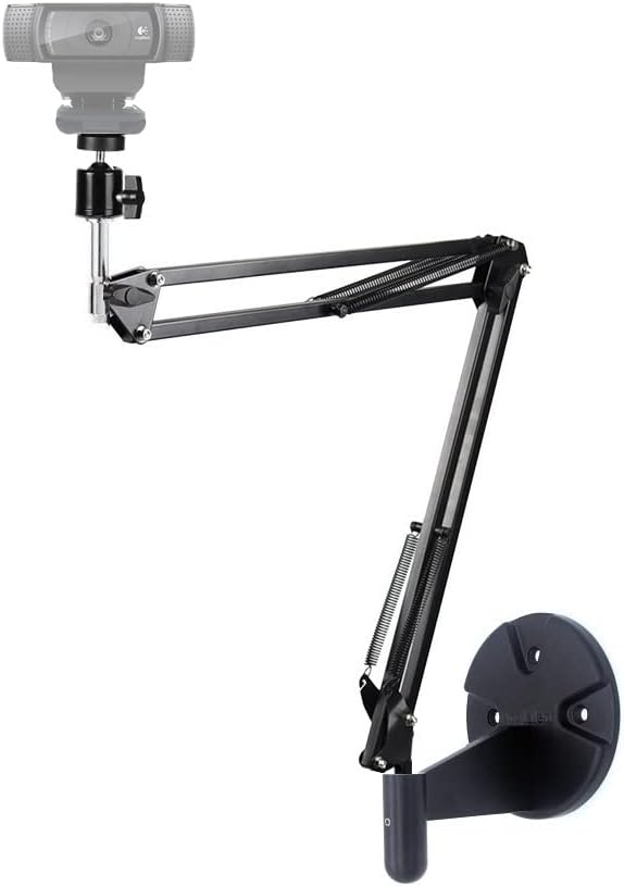 Miniatura 4 de Anillo de luz para cámara web, montaje en pared, luz de transmisión de 10 pulgadas con soporte de pared plegable compatible con cámaras web Logitech