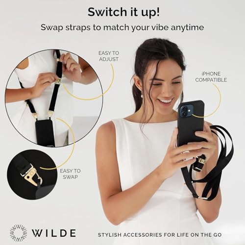 WILDE iPhone 16 Case with Strap, Crossbody iPhone 16 Case with Adjustable Strap 50–150cm, TPU Shockproof Drop Protection Lanyard Cover with Raised Camera & Screen Edges, Black by WILDE - Used condition - Image 7