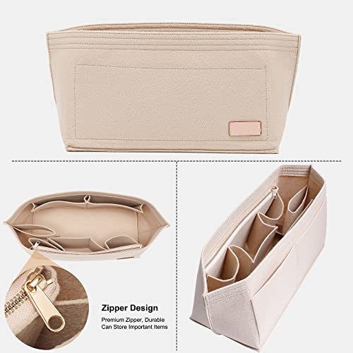 Kesoil Purse Organizer Insert For Handbags & Base Shaper, Felt Bag Organizer For Tote, With 2 Sizes, Compatible With Neverfull Speedy And More (Mm, Felt-Beige #TOP2