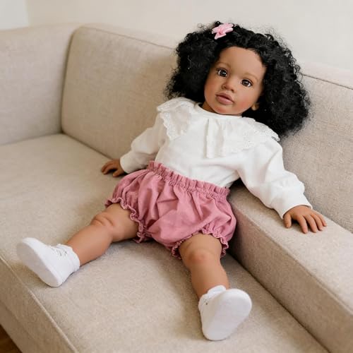 Muñeca Reborn Bebé 26 Pulgadas Realista Negra miniatura 4