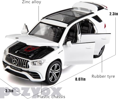 Image of 1 /32 Scale Benz AMG GLE 63S SUV Toy Car, Alloy Diecast Collectible Pull Back Car Model with Light and Sound Toy Vehicles for Adults Boys Girls Gift Toy (White)