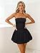 REORIA Women's Summer Tube Top Mini Dress Bubble Hem Sleeveless Backless Strapless Bodycon Ruched Short Dresses Club Outfits Black Onyx Small