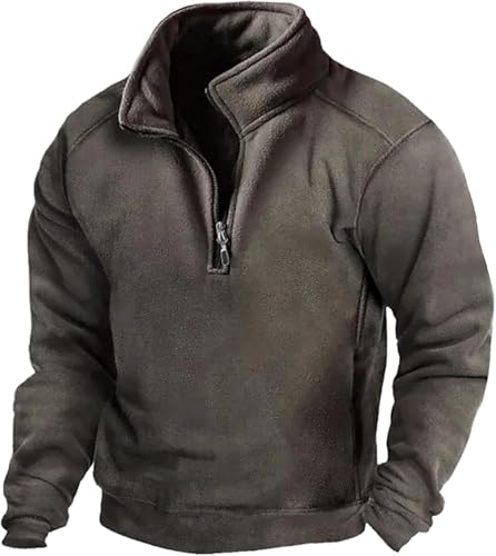 Sudadera para Hombre, Jersey De Forro Polar con Cremallera De 1/4, Sudadera De Forro Polar, Jersey Térmico, Jersey De Trabajo, Jersey De Caza, Camisa Funcional De Manga Larga, Jerse, Gray, S