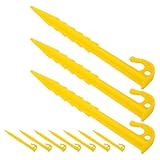 SKISUNO Gelbe Kunststoff Heringe 10 Stück 14,6cm für Camping Zelt und Pavillon Robuste Bodenanker für Outdoor Einsatz