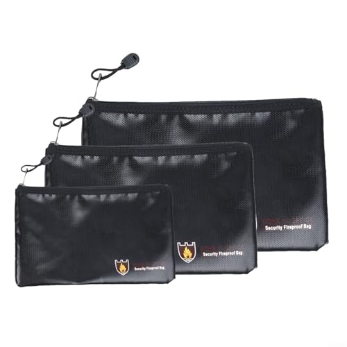 Documento ignífugo para bolsa de protección con tela de vidrio de sílice y cierre para mantener seguro contratos, pasaportes y archivos importantes (29 x 20 cm)
