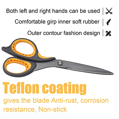 8.5" Titanium Non-Stick Craft Scissors, Soft Comfort-Grip Handles Student Office Scissors Craft Scissors Sharp Titanium Coating Blades For Home, Office And Diy School,2 Pack #TOP1