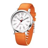 NBONAL Nurse Watch for Medical Doctor Professionals Student Easy Read Dial with Luminous 24 Hours Red Second Soft Silicone Band 30M Waterproof (NB-231-ORG)