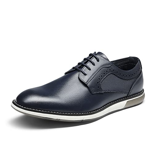 Bruno Marc Men's Casual Dress Sneaker Shoes, Business Formal Derby Plain Toe Oxfords Crossflex GentEdge 8.5 Blue