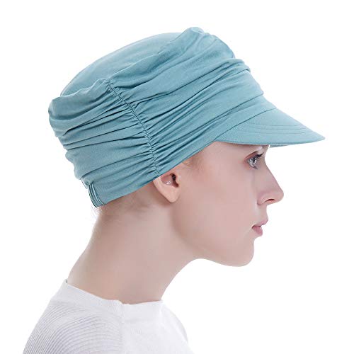 Bamboo Fashion Hat For Woman Daily Use With Brim Visor, Hats For Cancer Chemo Patients (Turquoise Aqua) #TOP3