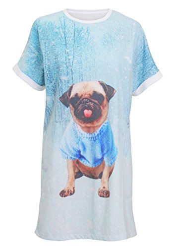 christmasshop Womens Winter Pug Robe Nuit - Pug - ML