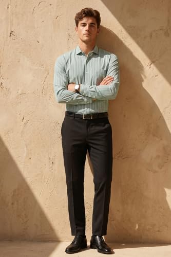 Image of Peter England Men Polycotton Striped Slim Fit Shirt