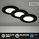 BRILONER Leuchten - 3er Set Einbauleuchten Decke, Dimmbar, LED Einbaulampen ultraflach, Einbaustrahler Bad, Badeinbaustrahler IP44, Schwarz-Matt, 85x25 mm (DxH)