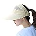 JNKET Women Sun Visor Hats Large Brim Hats Empty Top Hat UV Protection Caps Summer Breathable Sunhat (Beige)