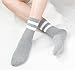 BomKinta Womens Striped Crew Socks - Retro Above Ankle Cotton Sock - Casual Cozy Athletic Style Socks Gifts for Women Size 5-10 6 Pairs 2 Black 2 White 2 Grey