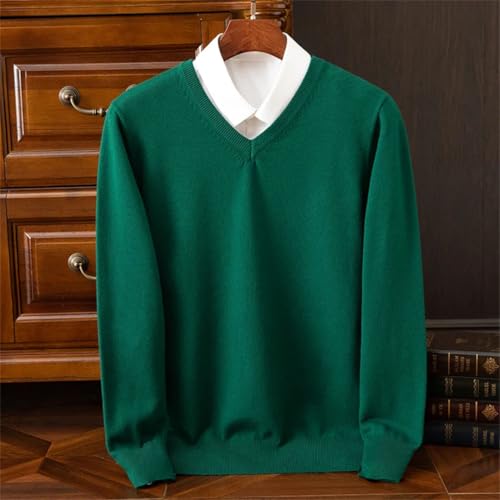 Men’S V-Neck Wool Blend Solid Color Knitted Pullover Sweater Casual Base Long Sleeve Jumper Top4