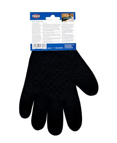 TRIXIE Fellpflege-Handschuh für Hunde - regt die Durchblutung an - entfernt lose Haare - auch für sensible Tiere - schwarz/blau - 16 x 24 cm - 23393