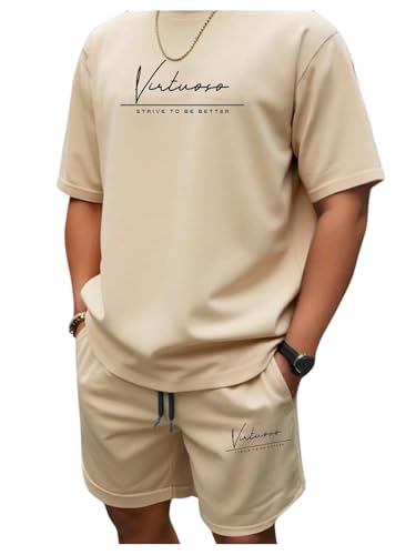 RoseSeek Conjunto de 2 peças de camiseta masculina de manga curta, ombré, com cordão, cintura e shor