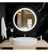 SDXYSTCE Miroir de salle de bain LED rond, anti-buée, à intensité variable, 3 températures de cou...
