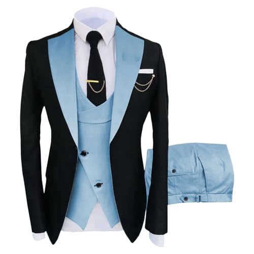 Costume 3 pièces homme smoking slim fit blazer gilet pantalon pour fête et mariage