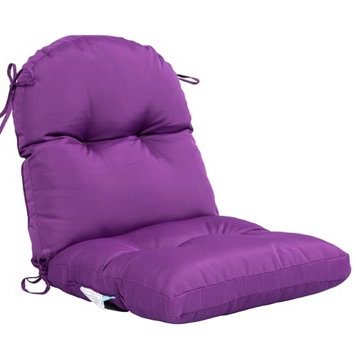 Image of QILLOWAY Tufted Outdoor Chair Cushion Set of 2, Waterproof 43x20x4 Inch Non Slip Replacement Pad for Wicker Lounge Patio Furniture, Purple