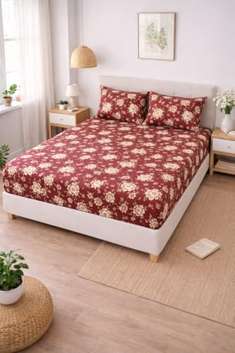 Image of AAZEEM Microfibre Double Bedsheet 100% Microfibre Full Size Sheets Set, Soft & Comfy Thick Full Fitted Bed Sheets Set, Machine wash | Brown |Bedsheet Size -90 X 100 Inches Pillow 17 X 27 Inches |