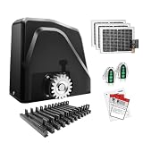 TOPENS DKR1100ST Solar Sliding Gate Opener Rack Drive Automatic Gate Motor for Heavy Driveway Slide Gates Up to 2600 Pounds, Electric Gate Operator Battery Powered with Solar Panel Remote Control Kit